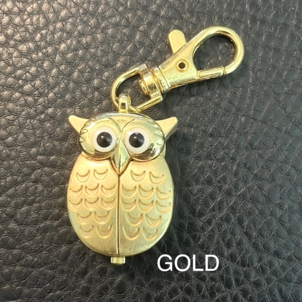 QUARTZ WATCH: Owl Pocket Keychain (Gold)